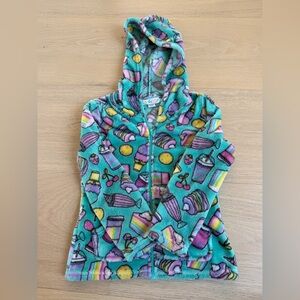 Candy Pink size 6/6x Multicolor Print Kids Fuzzy Zip Up Hoodie